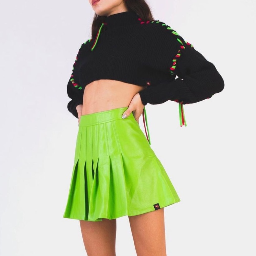 Faux Leather Tennis Skirt💚